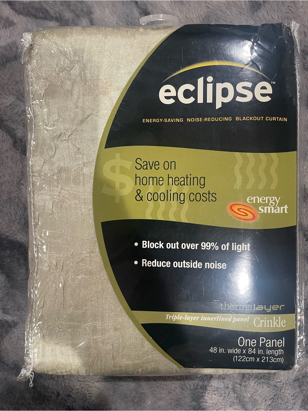 eclipse Energy-Saving Blackout Curtain Panel - Light Gold